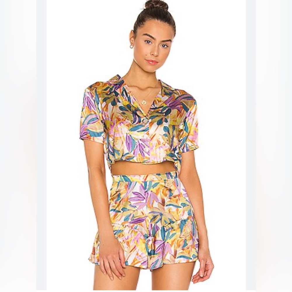 Beach Riot Regan Floral Satin Crop two piece set